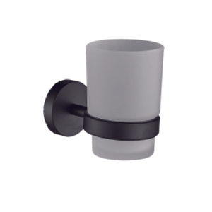 Portacepillos de dientes de vidrio, vaso negro de acero inoxidable 304, 76002