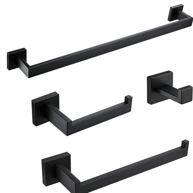 Juegos de herrajes para accesorios de baño negros de acero inoxidable 304 77000B