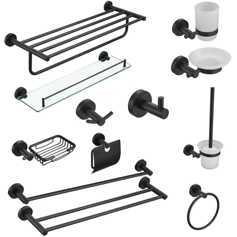 accesorios de baño de acero inoxidable negro